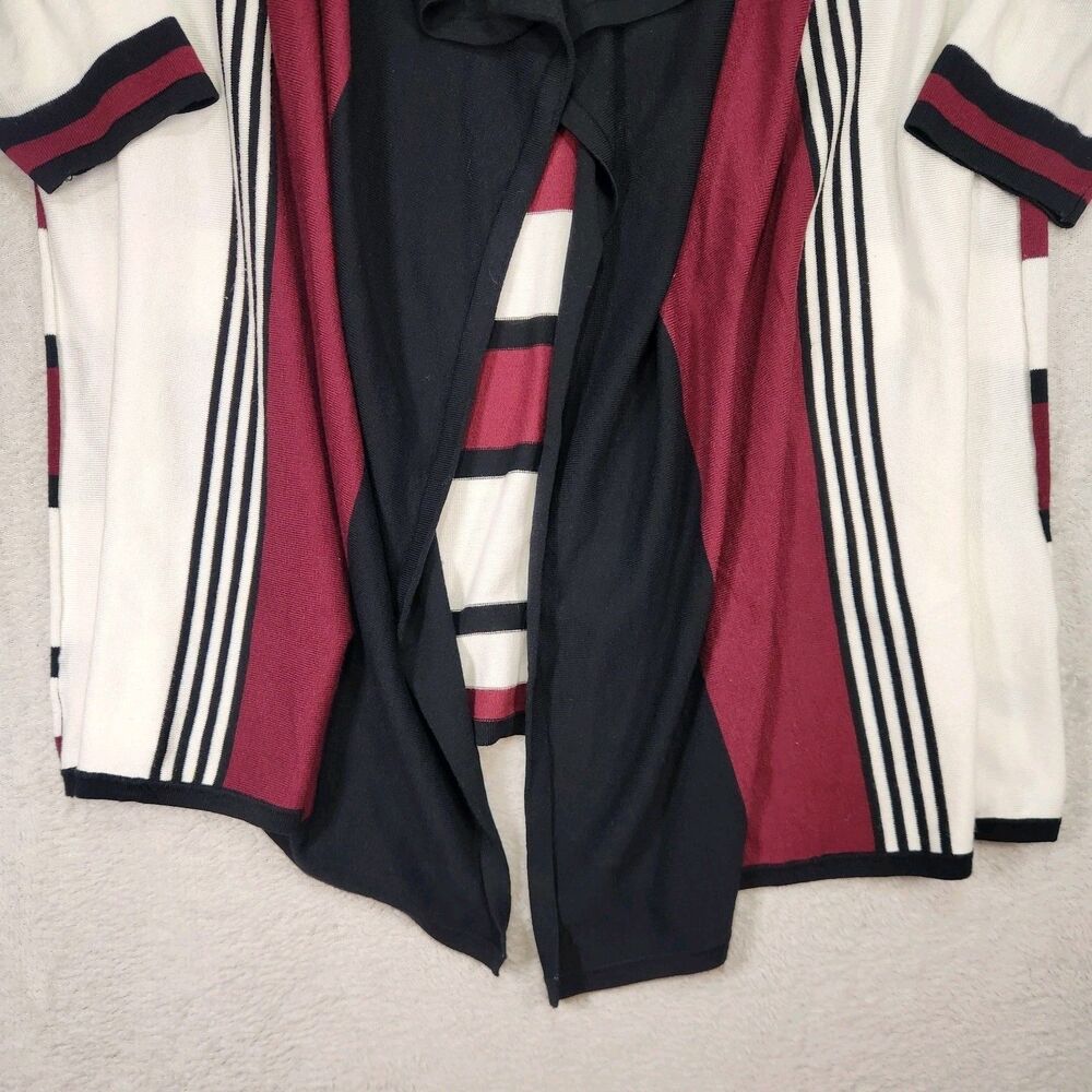 Christopher & Banks Color Block Open Front Cardigan Striped Knit Woman’s XL - Picture 2 of 12